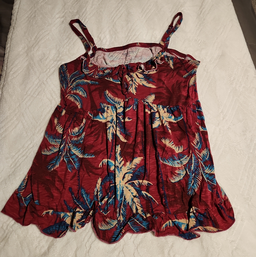 torrid Red Tropical Palm Print Tank Top